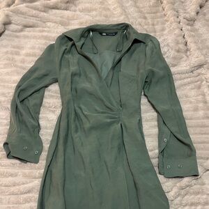 Zara Olive Long Sleeve Dress